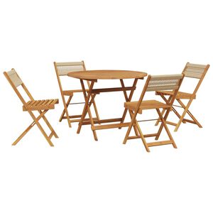 vidaXL 5-delige Tuinset polypropeen en massief hout beige