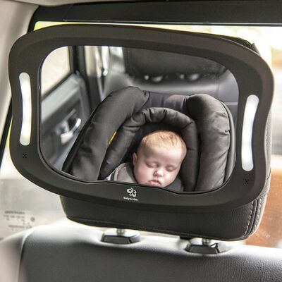 A3 Baby & Kids Babyautospiegel met LED 28,5x21,4x8 cm zwart