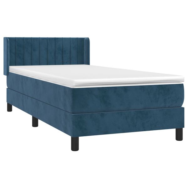 vidaXL Boxspring met matras fluweel donkerblauw 100x200 cm