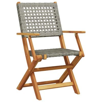 vidaXL Tuinstoelen 2 st massief acaciahout en poly rattan grijs