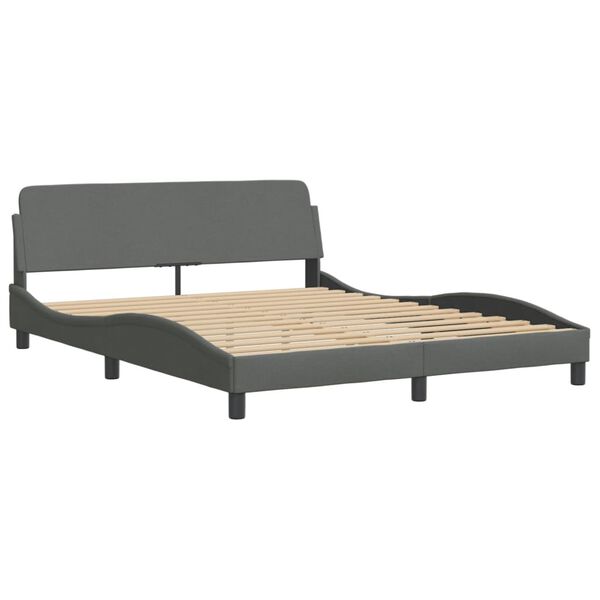 vidaXL Bed met matras "Hvar" stof donkergrijs 160x200 cm