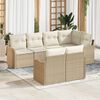 vidaXL Tuin Sofa Set met kussen met opslag 7 pcs Beige Poly riet