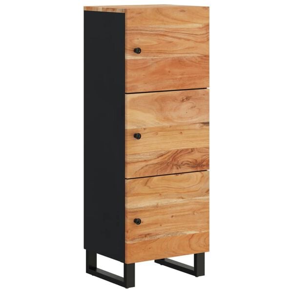 vidaXL Hoge kast met 3 deuren 40x33x110 cm massief acaciahout en ijzer