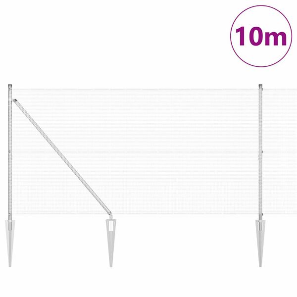 vidaXL Afrasteringspaal Zilver 10 x 1,4 m (12 x 12 mm gaas) Staal