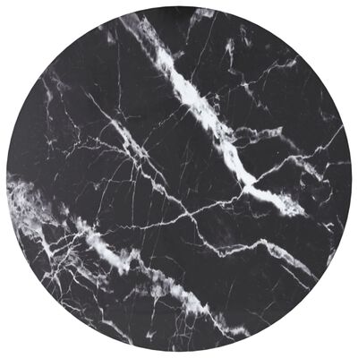 vidaXL Tafelblad Ø30x0,8 cm gehard glas met marmerontwerp zwart