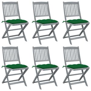 vidaXL Tuinstoelen 6 st inklapbaar met kussens massief acaciahout