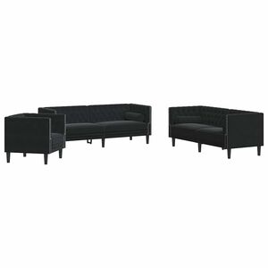 vidaXL 3-delige Loungeset Chesterfield met bolsters fluweel zwart