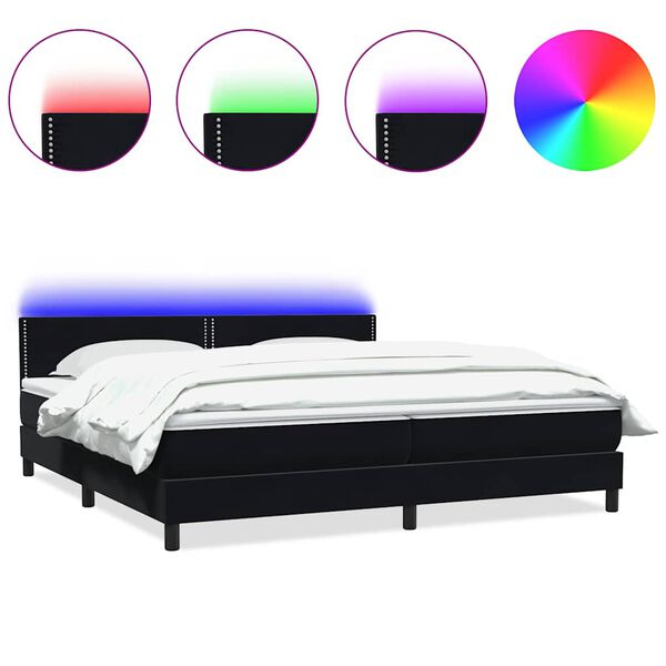 vidaXL Boxspring met matras en LED fluweel zwart 180x220 cm