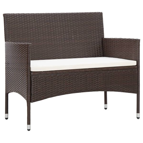 vidaXL 4-delige Loungeset met kussens poly rattan bruin