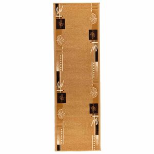 vidaXL Tapijtloper FLORNES Geweven Ochre Bladeren 67 x 150 cm PP 7 mm