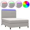 vidaXL Boxspring met matras en LED stof lichtgrijs 140x200 cm