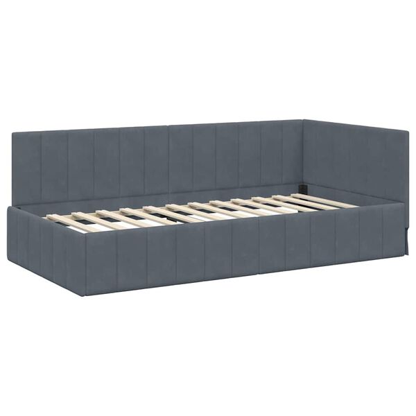 vidaXL Hoekbedframe met hoofdeinde Donkergrijs 90 cm x 190 cm Fluweel