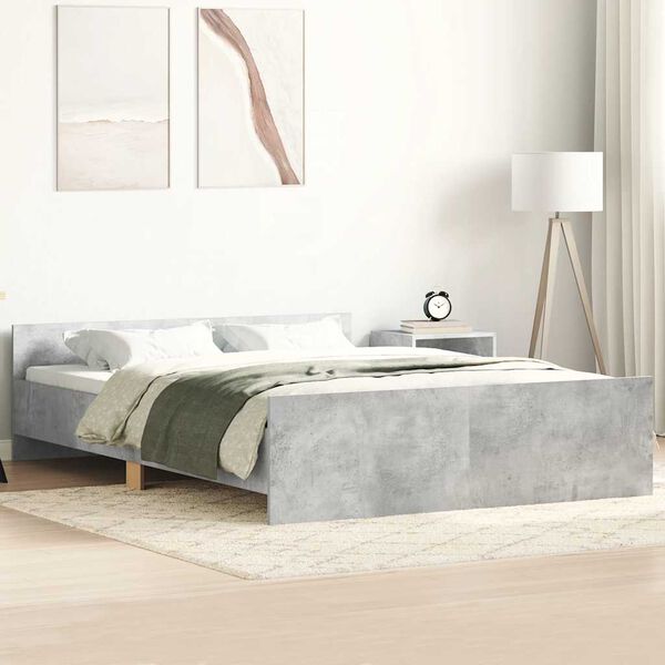 vidaXL Bedframe met hoofd- en voeteneinde betongrijs 140x190 cm