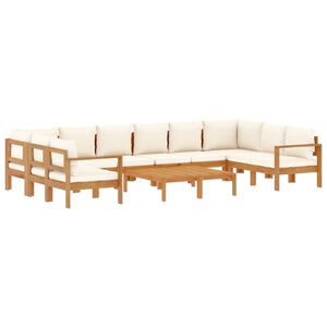 vidaXL 8-delige Loungeset met kussens massief acaciahout
