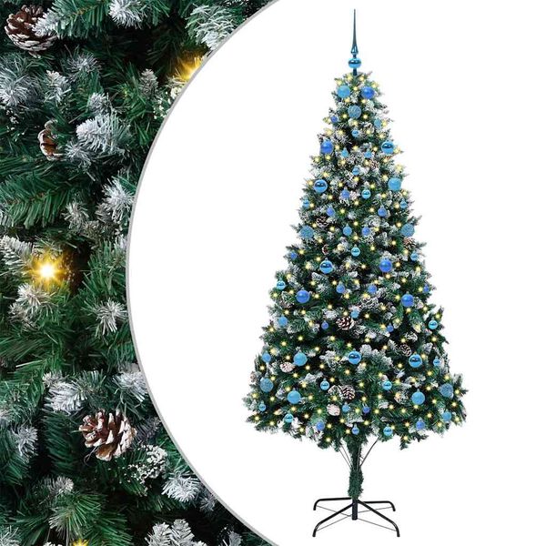 vidaXL Kunstkerstboom Groen 210 cm PVC en Staal en Kunststof