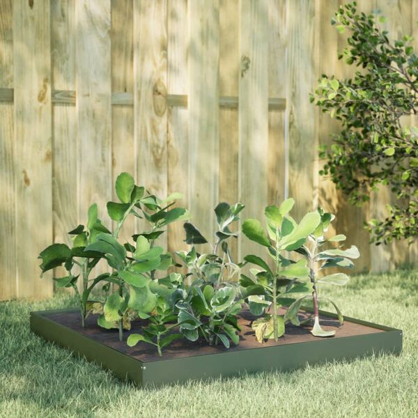 vidaXL Plantenbak verhoogd 100x100x18,5 cm staal olijfgroen