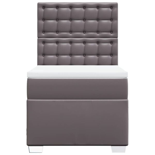 vidaXL Boxspring met matras kunstleer grijs 90x200 cm