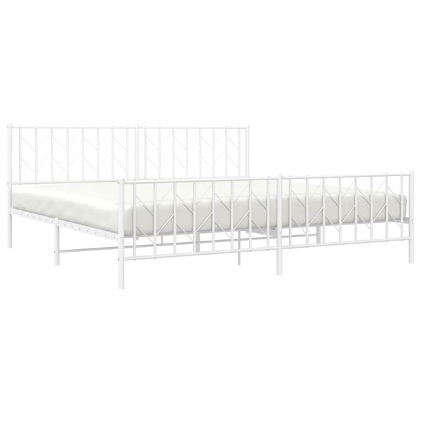 vidaXL Bedframe met hoofd- en voeteneinde metaal wit 200x200 cm