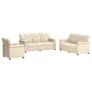 vidaXL Bankstel 3 pcs Cr&egrave;mekleurig Kunstleer