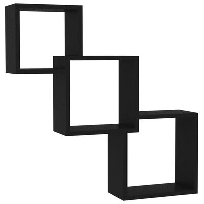 vidaXL Wandschappen kubus 84,5x15x27 cm spaanplaat zwart