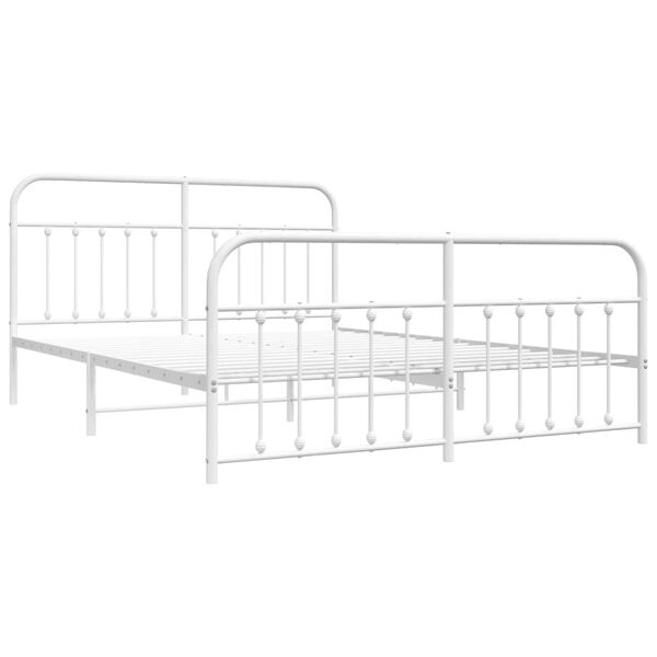 vidaXL Bedframe met hoofd- en voeteneinde metaal wit 180x200 cm