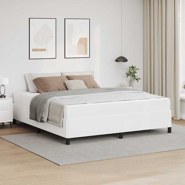 vidaXL Bedframe met matras Wit 180 x 200 cm Stof