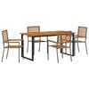 vidaXL Tuin eettafelset 5 st Grijs Massief Acaciahout