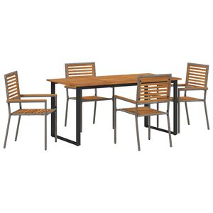 vidaXL Tuin eettafelset 5 st Grijs Massief Acaciahout