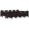 vidaXL Tuin Eetset met kussen 11 pcs Bruin Rattan