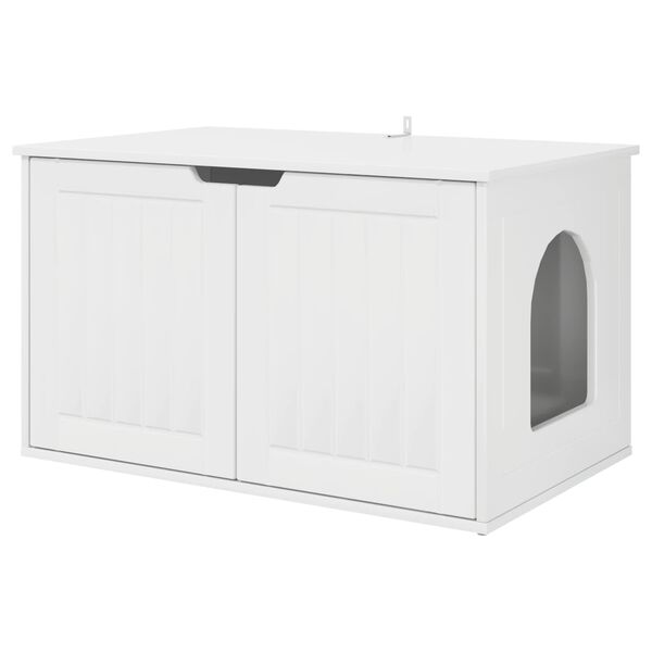 vidaXL Kattenhuis Glanzend Wit 85 x 55 x 50,5 cm Bewerkt hout