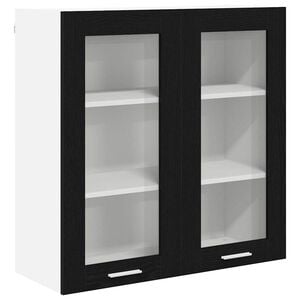 vidaXL Hangkast met opslag Zwart Eiken 80 x 31 x 80 cm Bewerkt hout