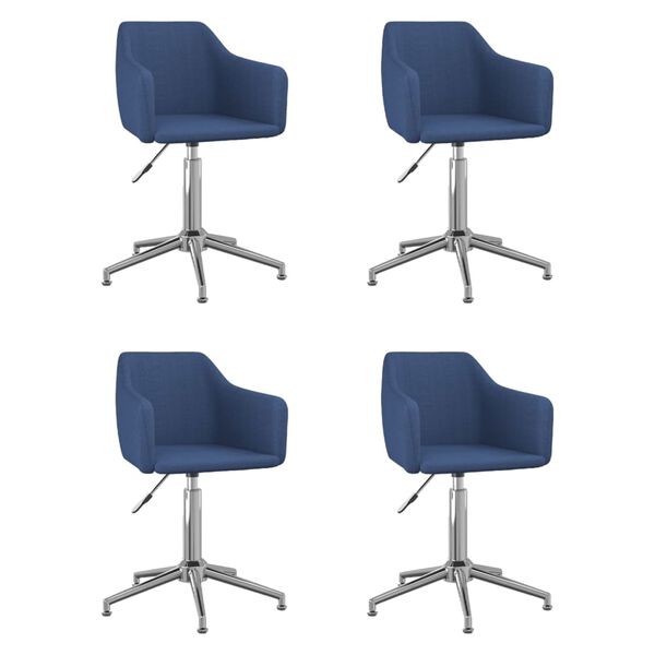 vidaXL Eetkamerstoelen draaibaar 4 st stof blauw