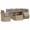 vidaXL 6-delige Loungeset met kussens poly rattan beige
