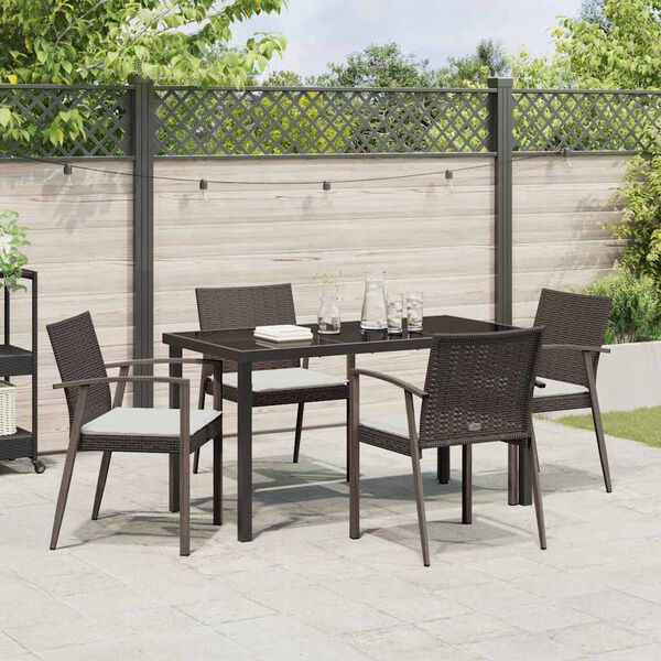 vidaXL Tuin eettafelset 5 pcs Bruin en zwart PE Rattan