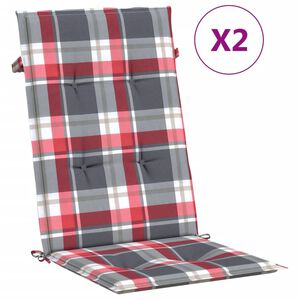 vidaXL Tuinstoelkussens 2 st 120x50x3 cm stof ruitpatroon rood