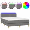 vidaXL Boxspring met matras en LED stof donkergrijs 140x190 cm