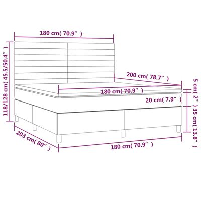 vidaXL Boxspring met matras en LED stof crèmekleurig 180x200 cm