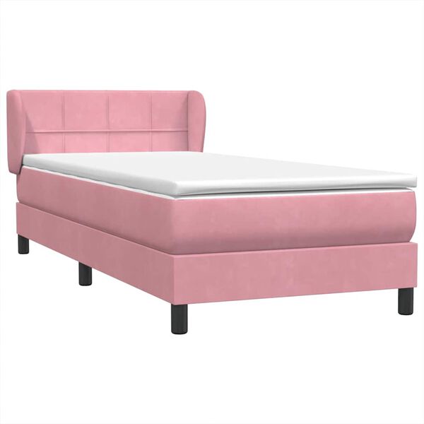 vidaXL Boxspring met matras fluweel roze 100x210 cm