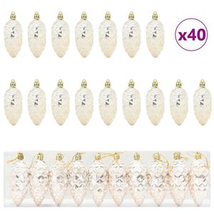 vidaXL Kerstdennenappeltje 40 pcs champagne Kunststof