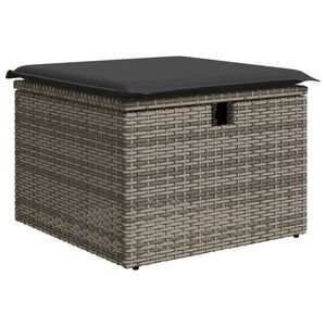 vidaXL Tuinkruk met kussen 55x55x37 cm poly rattan grijs