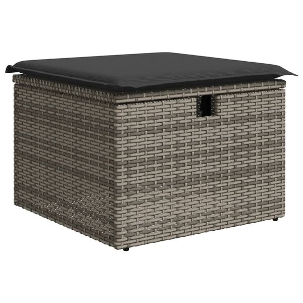 vidaXL Tuinkruk met kussen 55x55x37 cm poly rattan grijs