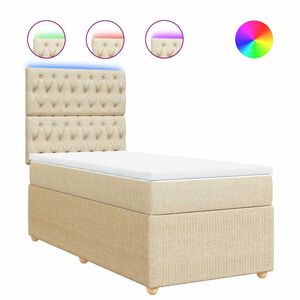 vidaXL Boxspring met matras stof cr&egrave;mekleurig 80x200 cm
