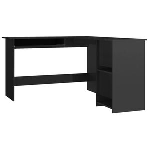vidaXL Hoekbureau L-vormig 120x140x75 cm bewerkt hout hoogglans zwart