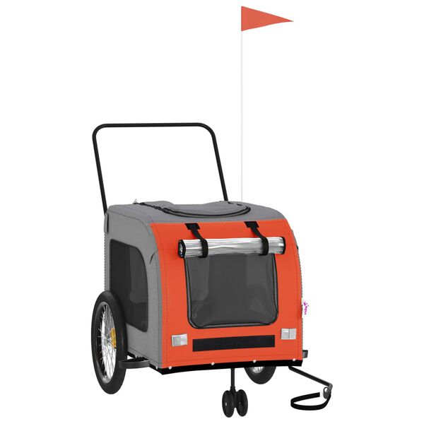 vidaXL Hondenfietstrailer oxford stof en ijzer oranje en grijs