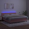 vidaXL Boxspring met matras en LED fluweel roze 180x200 cm