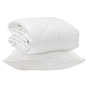 vidaXL Het Duvet voor Elk Seizoen met kussen 2 pcs Wit Microvezel