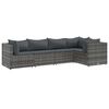 vidaXL 5-delige Loungeset met kussens poly rattan grijs