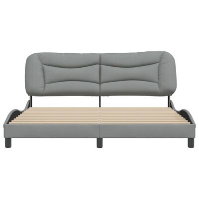 vidaXL Bedframe met hoofdbord stof lichtgrijs 180x200 cm