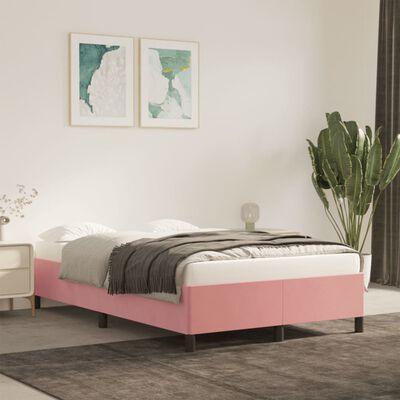 vidaXL Bedframe fluweel roze 120x190 cm