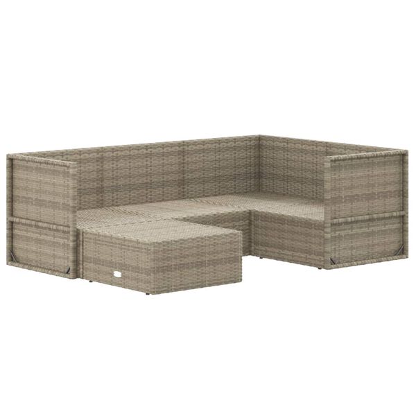 vidaXL 5-delige Loungeset met kussens poly rattan grijs